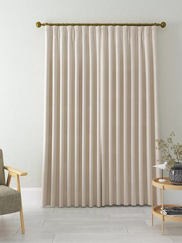 John Lewis Herringbone Lined Pencil Pleat Curtains W228 x D274cm Marshmallow - Kazoop 