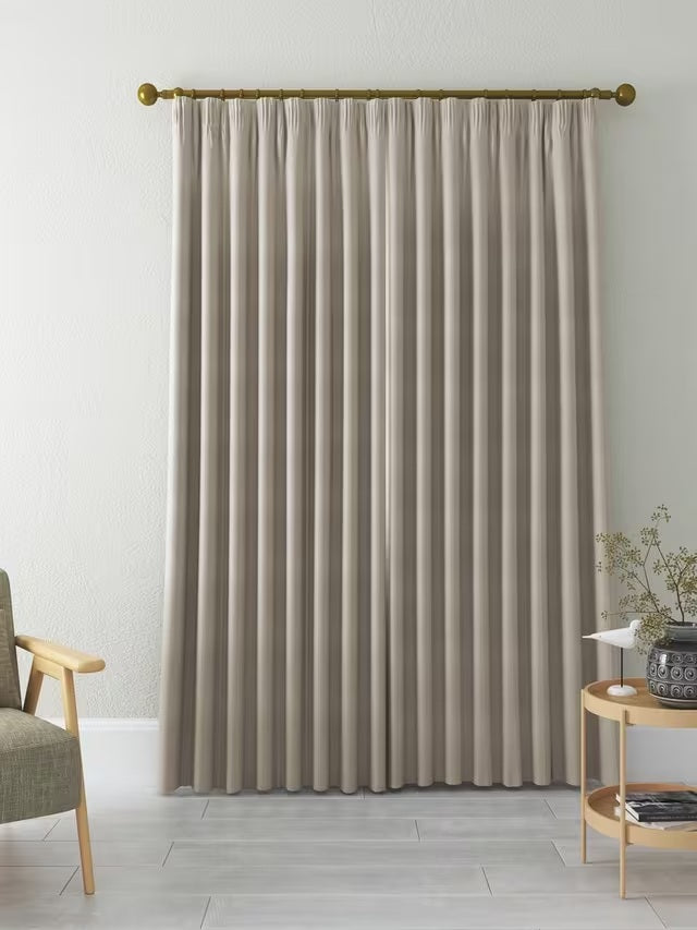 John Lewis Herringbone Weave Lined Pencil Pleat Curtains W167 x D228cm Mole