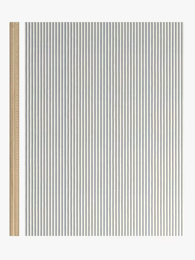 John Lewis Ticking Stripe Lined Pencil Pleat Curtains Loch Blue W167 x 182cm