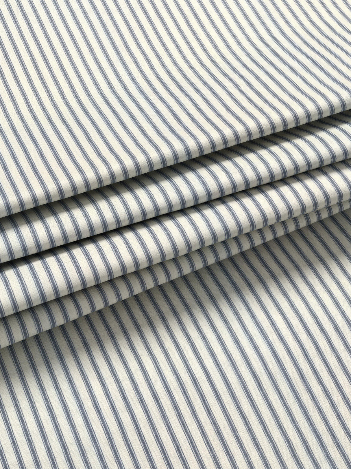 John Lewis Stripe Lined Pencil Pleat Curtains W228 x Drop 137cm - Loch Blue
