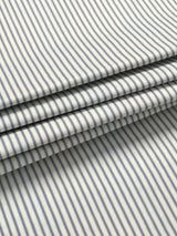 John Lewis Stripe Lined Pencil Pleat Curtains W228 x Drop 137cm - Loch Blue