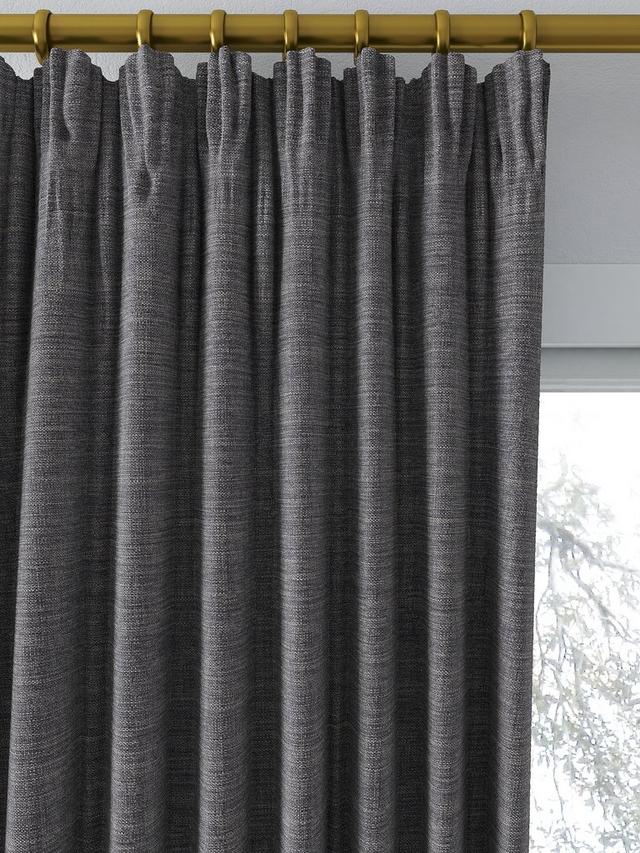 John Lewis Pair Blackout Lined Pencil Pleat Curtains W228 x D228cm - Steel