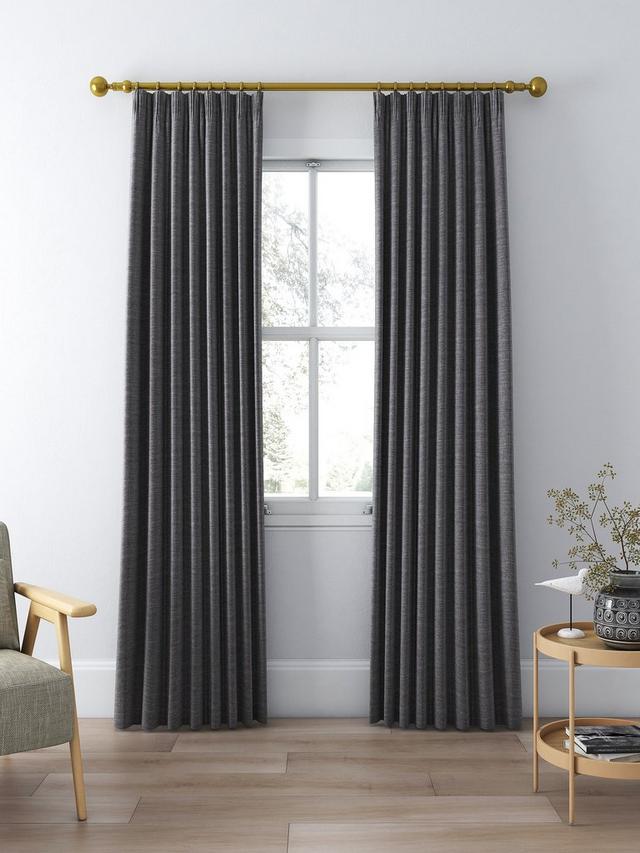 John Lewis Pair Blackout Lined Pencil Pleat Curtains W228 x D228cm - Steel