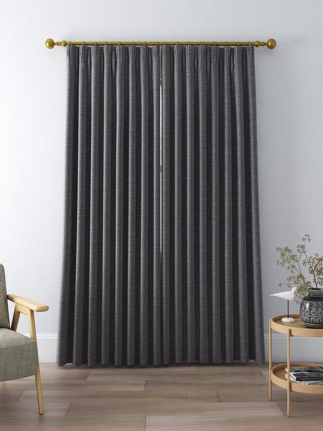 John Lewis Pair Blackout Lined Pencil Pleat Curtains W228 x D228cm - Steel
