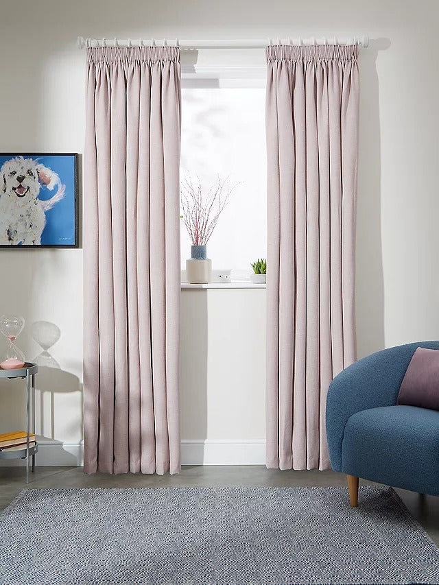 John Lewis Blackout Lined Pencil Pleat Curtains W167xDrop 274cm - Rose Pink - Kazoop 
