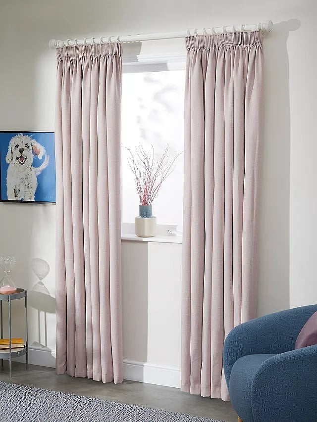 John Lewis Blackout Lined Pencil Pleat Curtains W167xDrop 274cm - Rose Pink - Kazoop 