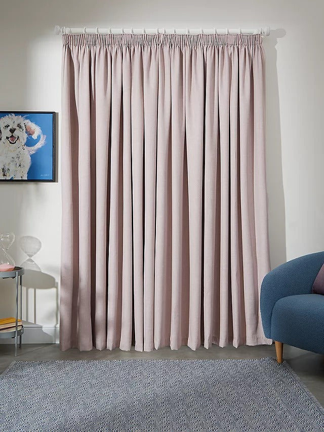 John Lewis Blackout Lined Pencil Pleat Curtains W167xDrop 274cm - Rose Pink - Kazoop 
