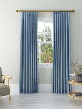 John Lewis Textured Pair Blackout Pencil Pleat Curtains W228 x D182cm - Blue