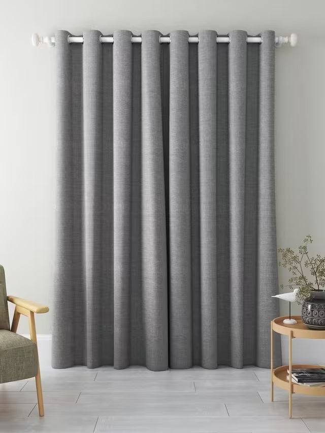 John Lewis Textured Weave Blackout Lined Eyelet Curtains 167 x 274cm - Storm