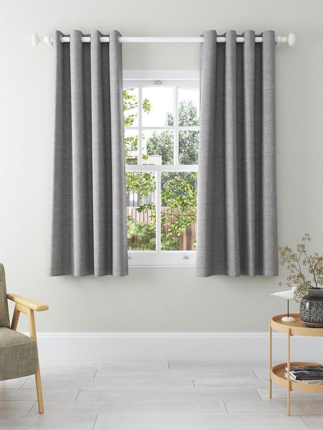 John Lewis Textured Pair Blackout Lined Eyelet Curtains W228 x D182cm Storm