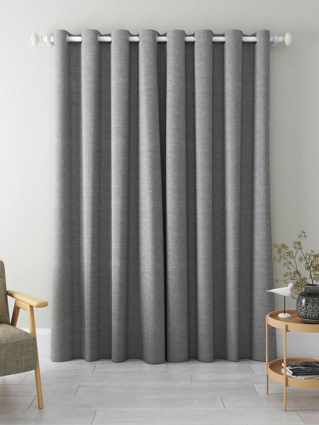 John Lewis Textured Pair Blackout Lined Eyelet Curtains W228 x D182cm Storm