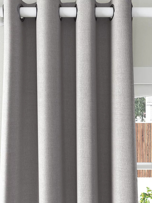 John Lewis Pair Blackout Lined Eyelet Curtains W228 x Drop 228cm - Pale Grey - Kazoop 