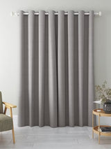 John Lewis Pair Blackout Lined Eyelet Curtains Pale Grey - W228 x Drop 274cm
