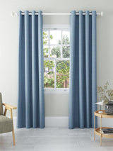 John Lewis Textured Pair Blackout Lined Eyelet Curtains W228 x D228cm - Blue
