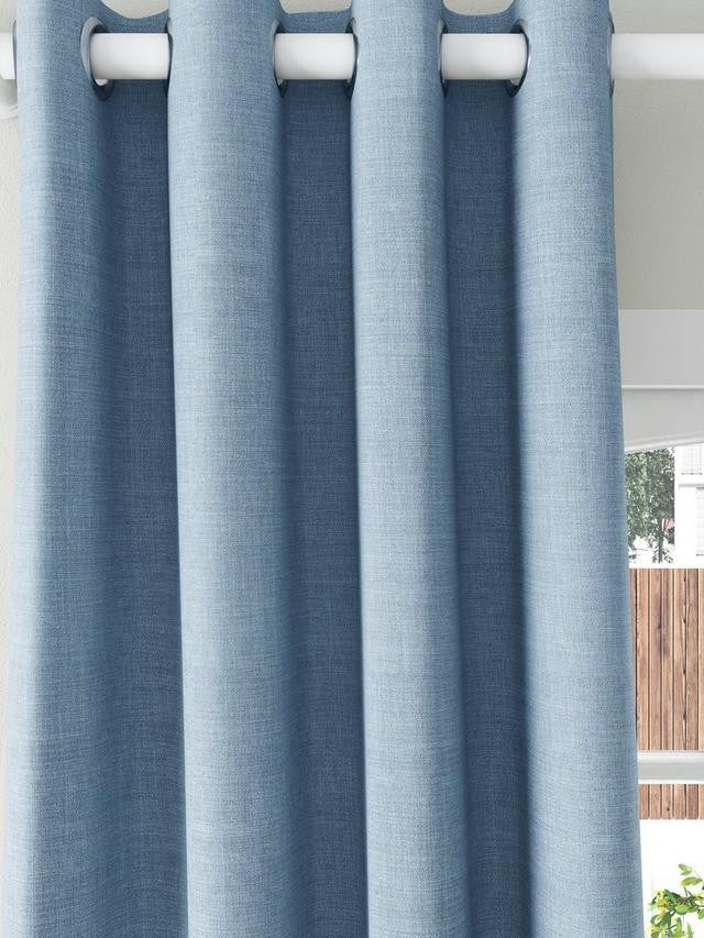 John Lewis Textured Pair Blackout Lined Eyelet Curtains W228 x D228cm - Blue