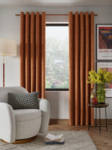 John Lewis Textured Weave Blackout Lined Eyelet Curtains Sienna 228 x 228cm