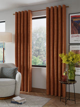 John Lewis Textured Weave Blackout Lined Eyelet Curtains Sienna 228 x 228cm