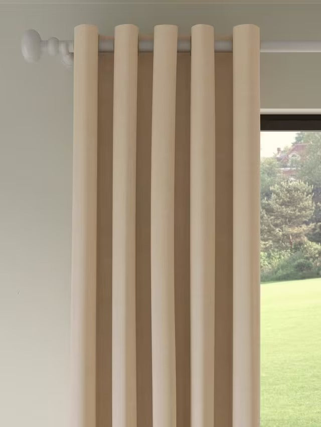 John Lewis Textured Weave Blackout Lined Eyelet Curtains Oatmeal 228 x 182cm