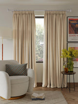 John Lewis Textured Blackout Lined Pencil Pleat Curtains Oatmeal 228 x 182cm