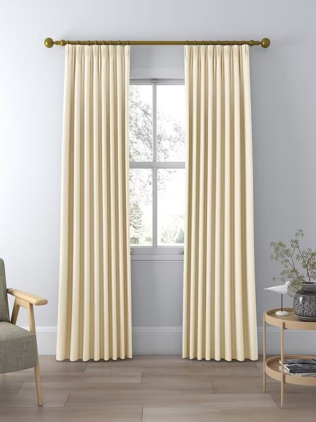 John Lewis Weave Blackout Lined Pencil Pleat Curtains W228 x D182cm - Cream