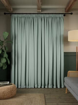John Lewis Rustic Blackout Lined Pencil Pleat Curtains Duck Egg W228 x 137cm