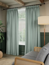 John Lewis Rustic Blackout Pair Pencil Pleat Curtains 228 x 228cm - Duck Egg