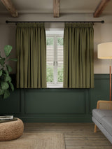 John Lewis Rustic Basketweave Pencil Pleat Curtains W167 x D228cm - Avocado