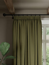 John Lewis Rustic Blackout Pencil Pleat Curtains - 228 x 274cm Avocado Green