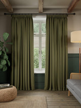 John Lewis Rustic Blackout Pencil Pleat Curtains - 228 x 274cm Avocado Green