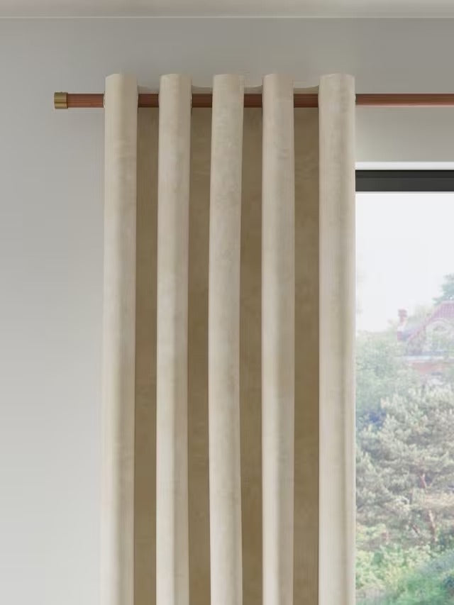 John Lewis Velvet Pair Lined Eyelet Curtains - W228 x Drop 137cm - Cream