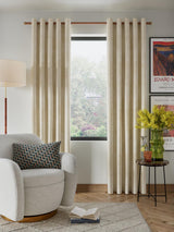 John Lewis Velvet Pair Lined Eyelet Curtains - Cream - W228 x Drop 274cm