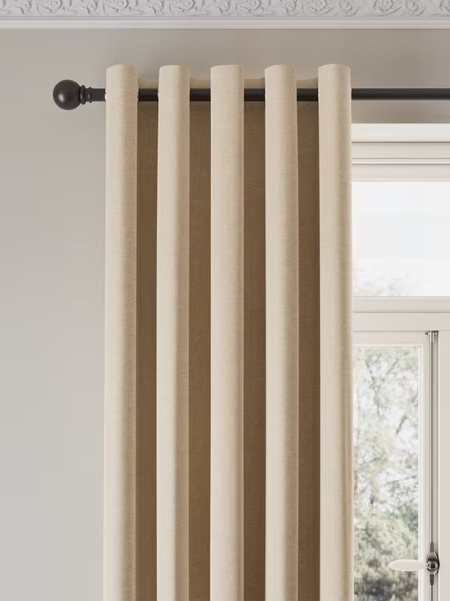 John Lewis Velvet Chenille Thermal Eyelet Curtains W167 x D228cm Chalk Cream