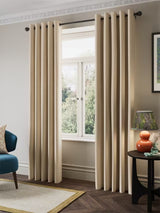 John Lewis Velvet Chenille Thermal Eyelet Curtains W167 x D228cm Chalk Cream