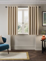 John Lewis Velvet Chenille Thermal Eyelet Curtains W167 x D228cm Chalk Cream