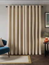 John Lewis Velvet Chenille Thermal Eyelet Curtains 228 x 228cm - Chalk Cream