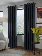 John Lewis Textured Pair Blackout Eyelet Curtains 228 x 228cm - Loch Blue
