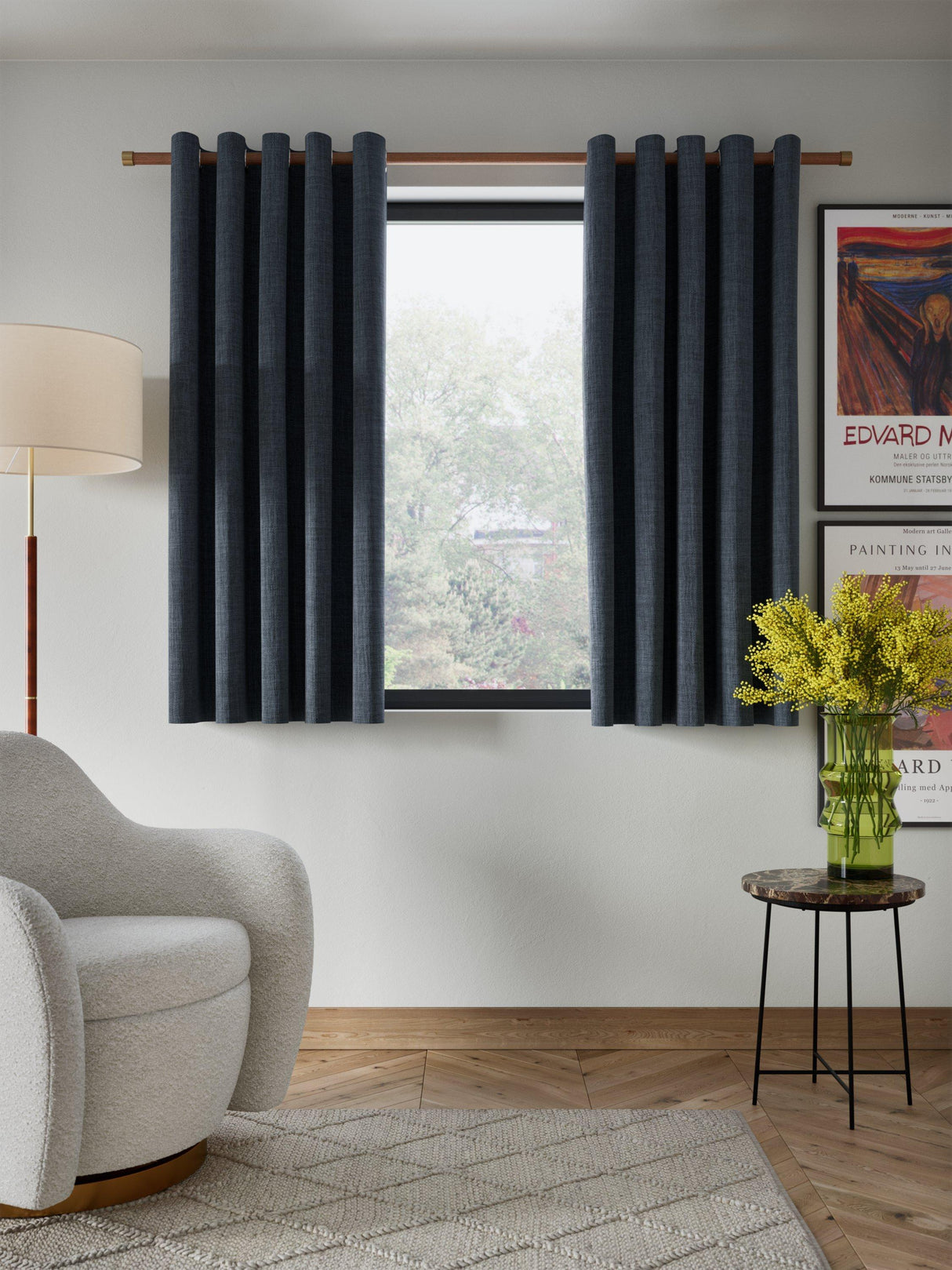 John Lewis Textured Pair Blackout Eyelet Curtains 228 x 228cm - Loch Blue