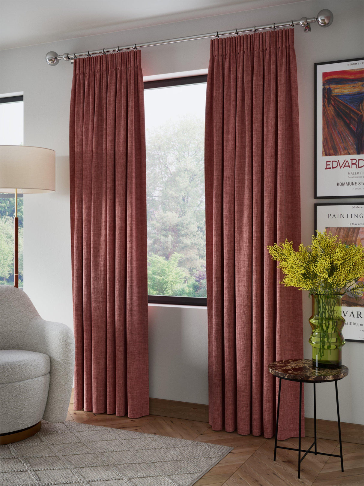 John Lewis Pencil Pleat Blackout Lined Curtains Pink Clay W228 xDrop 228cm