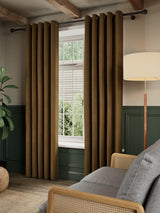 John Lewis Matte Velvet Blackout Lined Eyelet Curtains 228 x 182cm - Cinder
