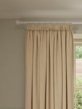 John Lewis Pure Cotton Pair Lined Pencil Pleat Curtains W228 x D274 Natural