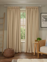 John Lewis Pure Cotton Pair Lined Pencil Pleat Curtains W228 x D274 Natural