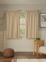 John Lewis Pure Cotton Pair Lined Pencil Pleat Curtains W228 x D274 Natural