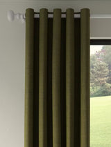 John Lewis Textured Blackout Lined Eyelet Curtains - Moss Green W228 x 182cm