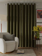 John Lewis Textured Blackout Lined Eyelet Curtains - Moss Green W228 x 182cm