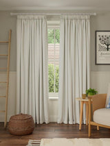 John Lewis Pure Cotton Lined Pencil Pleat Curtains 228 x  228cm - Lily White