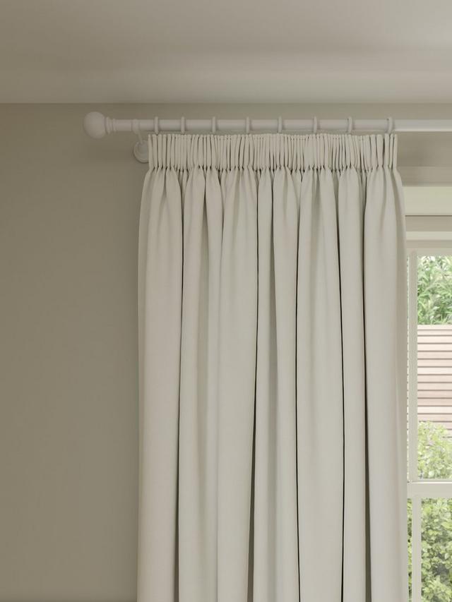John Lewis Pure Cotton Lined Pencil Pleat Curtains 228 x  228cm - Lily White