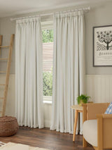 John Lewis Pure Cotton Lined Pencil Pleat Curtains 228 x  228cm - Lily White