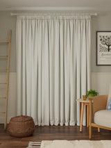 John Lewis Pure Cotton Lined Pencil Pleat Curtains 228 x  228cm - Lily White