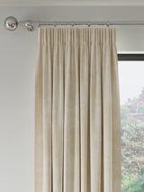 John Lewis Velvet Pair Lined Pencil Pleat Curtains Cream - W228 x Drop 274cm