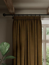 John Lewis Matt Velvet Pair Blackout Pencil Pleat Curtain 228 x 274cm Cinder